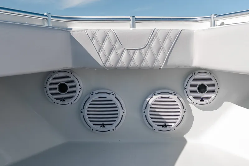 Slide: The Image of 2024 Contender 44 Fisharound boat speakers and seating detail. - 28
