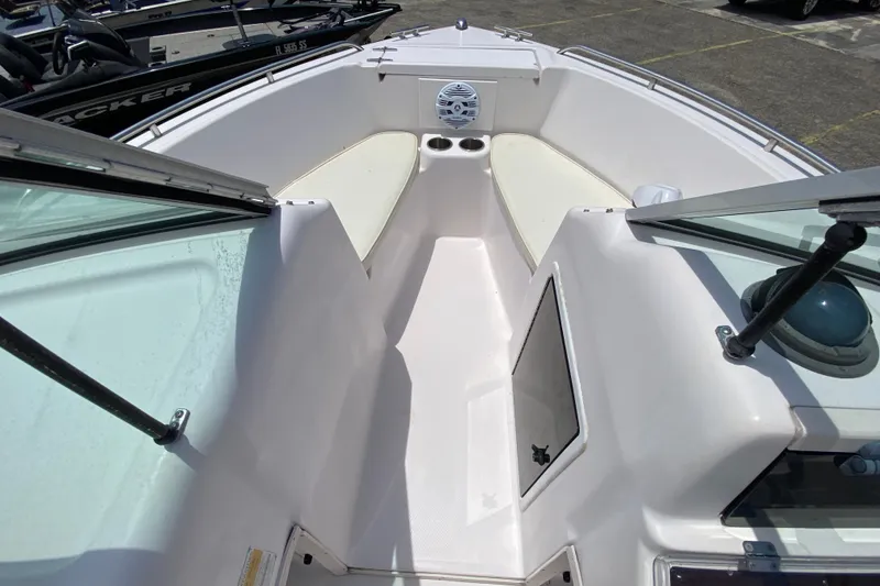 Slide: The Image of 1998 Grady-White Tournament 192 boat interior with seating and windshield view. - 8