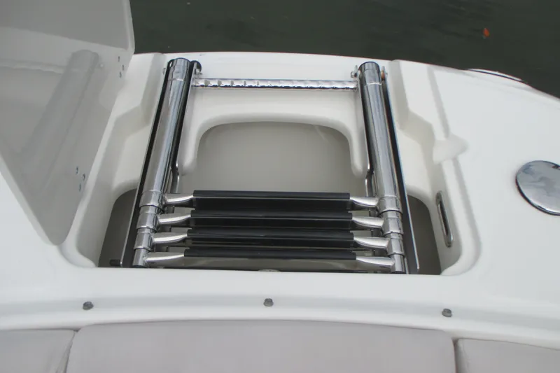 Slide: The Image of Foldable ladder on a 2013 Boston Whaler 230 Vantage boat deck. - 16