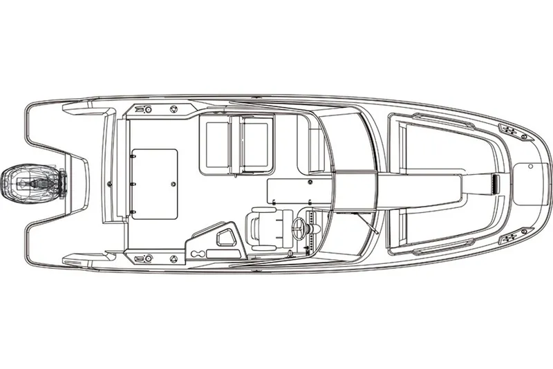 Slide: The Image of Manufacturer Provided Image: Top view schematic of 2013 Boston Whaler 230 Vantage boat layout. - 19