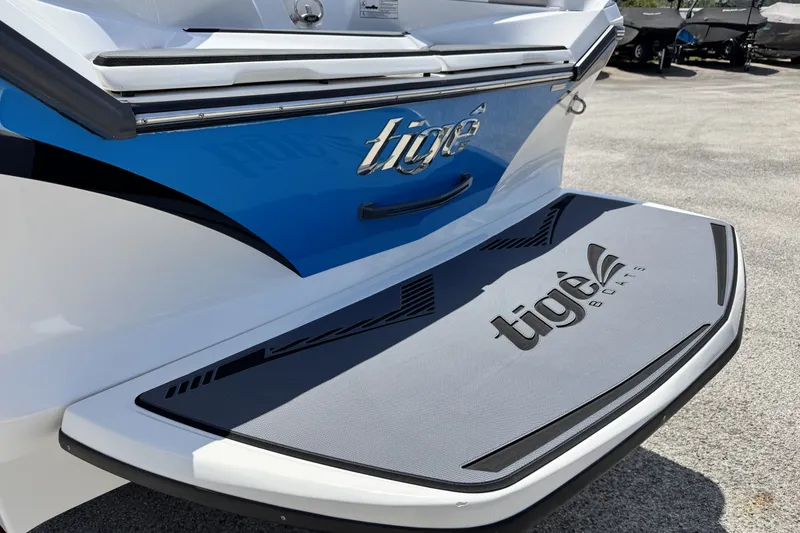 Slide: The Image of 2014 Tigé Z1 boat rear view with logo on swim platform. - 9