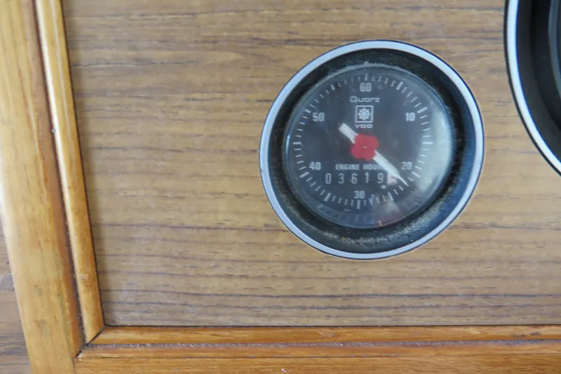 Slide: The Image of Engine hour meter on 1988 Grand Banks 36 Classic, displaying 3619 hours. - 20
