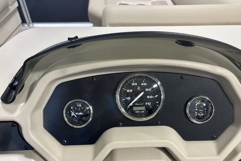 Slide: The Image of Dashboard of 2027 Godfrey XPERIENCE 2086 with speedometer and fuel gauge. - 19