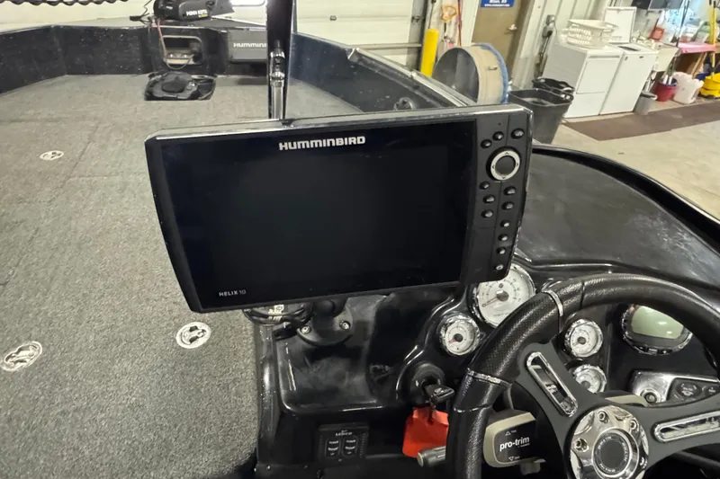 Slide: The Image of Dashboard of a 2021 Nitro ZV19 Sport boat with Humminbird Helix 10 fish finder. - 6