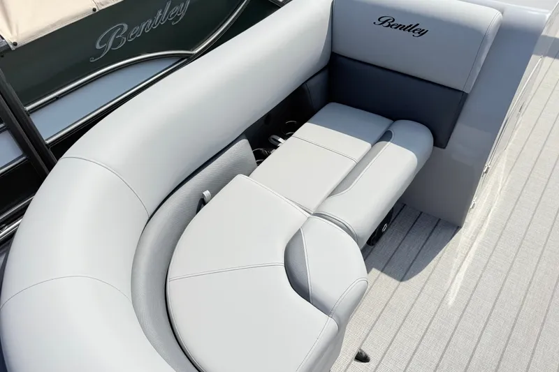 Slide: The Image of 2027 Bentley Pontoons Legacy 200 Navigator with luxurious seating and elegant design. - 5