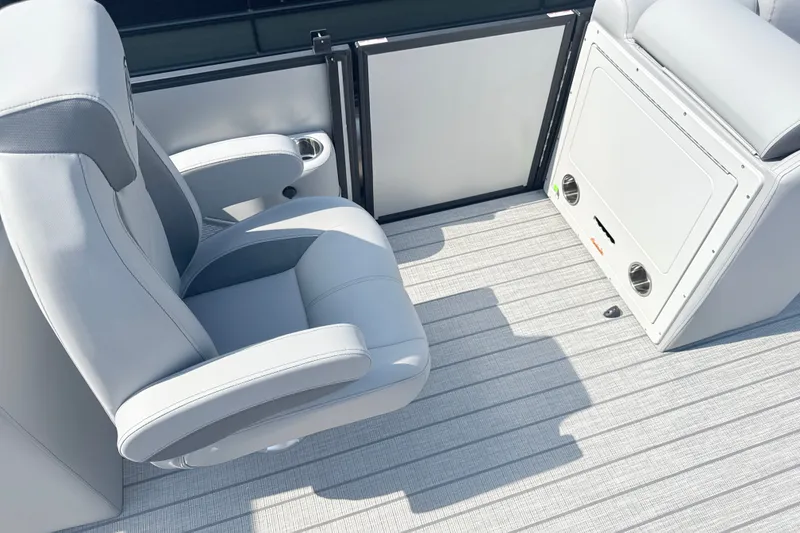 Slide: The Image of Luxurious seating on 2027 Bentley Pontoons Legacy 200 Navigator boat deck. - 14