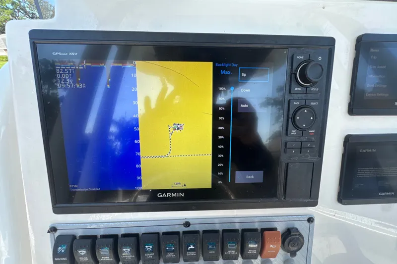 Slide: The Image of Garmin GPS display on 2023 Key West 244 Center Console boat dashboard. - 7