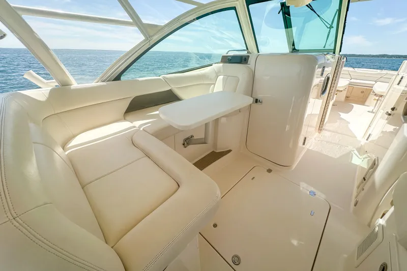 Slide: The Image of Luxurious interior of 2015 Grady-White Freedom 375 boat with ocean view. - 22