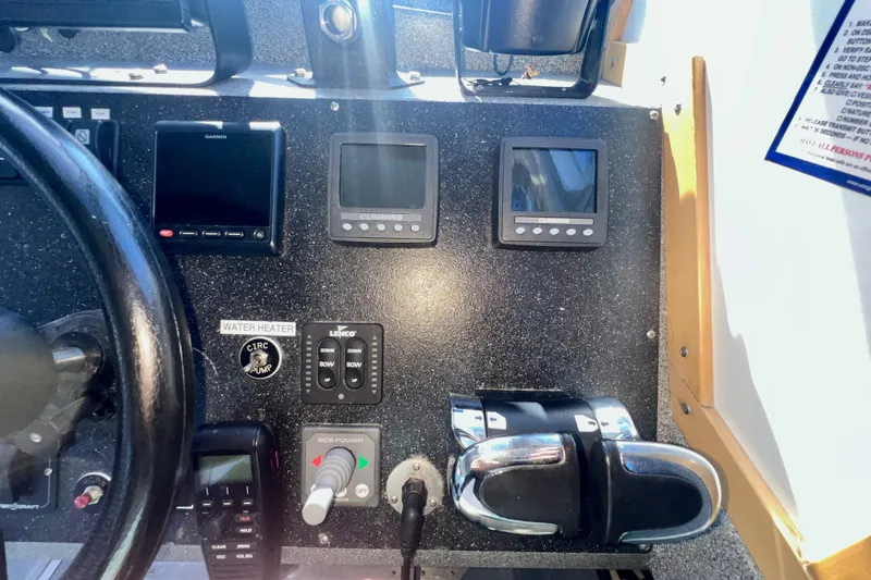 Slide: The Image of Control panel of a 2019 Armstrong Marine 38 Monohull Aluminum boat. - 16