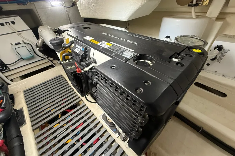 Slide: The Image of Engine room of 2016 Tiara Yachts Q44 featuring a Volvo Penta engine. - 60