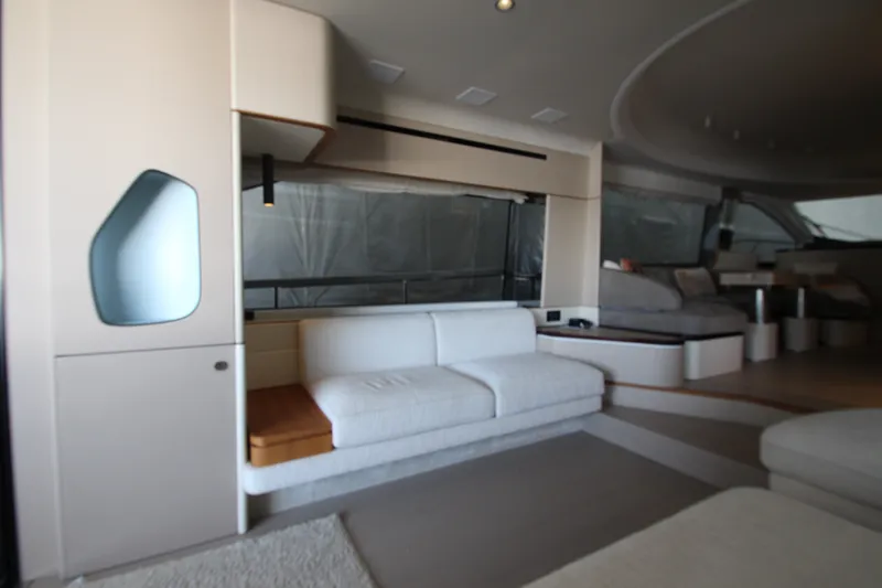 Slide: The Image of Luxurious interior of 2023 Azimut Fly 68 yacht with modern seating and elegant design. - 46