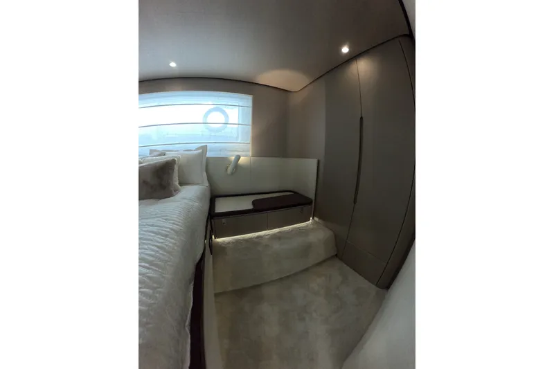 Slide: The Image of Luxurious interior of 2023 Azimut Fly 68 yacht cabin with modern design. - 101
