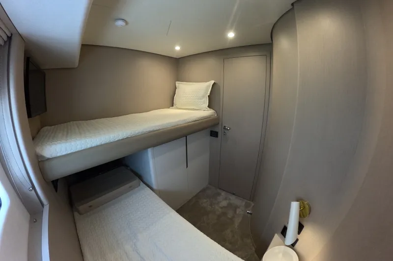 Slide: The Image of Luxurious cabin interior of 2023 Azimut Fly 68 yacht with bunk beds. - 95