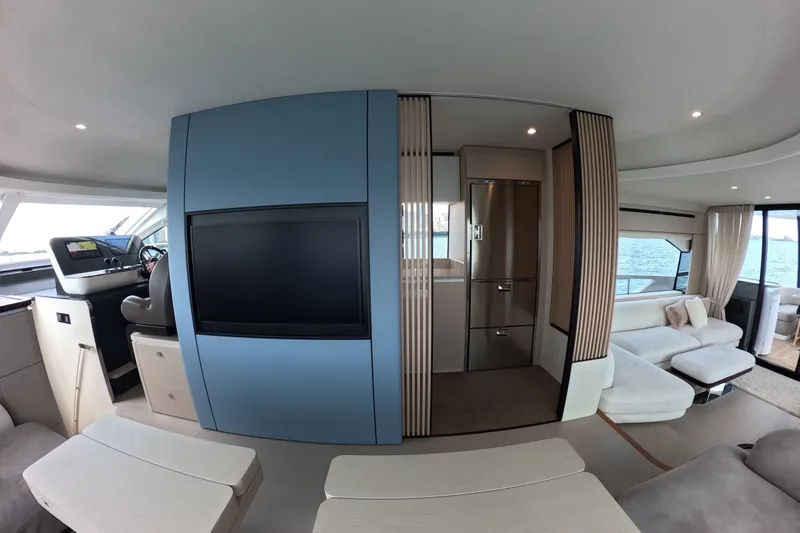 Slide: The Image of Luxurious interior of 2023 Azimut Fly 68 yacht with modern design and ocean view. - 56
