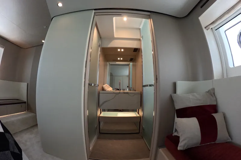 Slide: The Image of Luxurious interior of 2023 Azimut Fly 68 yacht, featuring modern design and elegant furnishings. - 88