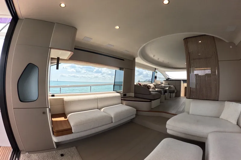 Slide: The Image of Luxurious interior of 2023 Azimut Fly 68 yacht with ocean view and modern furnishings. - 42