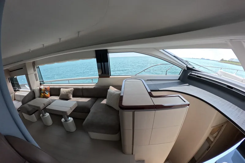 Slide: The Image of Luxurious interior of 2023 Azimut Fly 68 yacht with ocean view and elegant seating. - 59