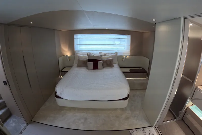 Slide: The Image of Luxurious bedroom interior of 2023 Azimut Fly 68 yacht with modern design. - 78