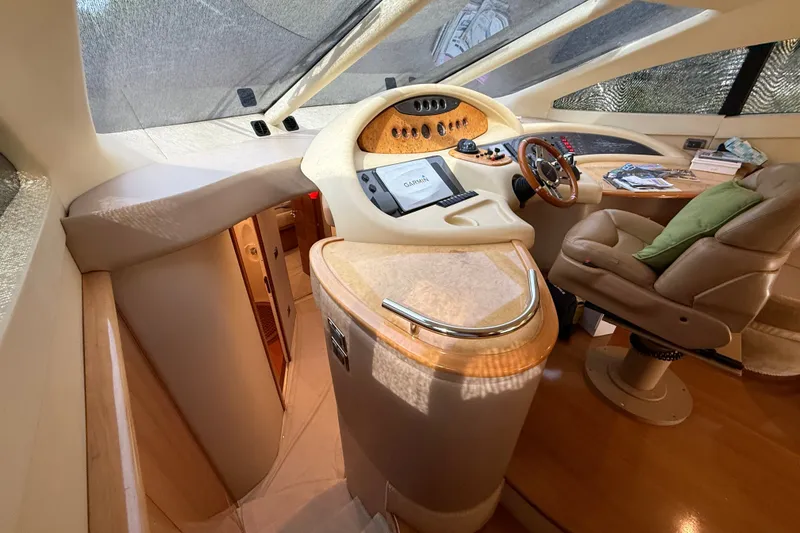 Slide: The Image of Luxurious helm of 2008 Azimut 62E yacht with modern navigation equipment. - 33