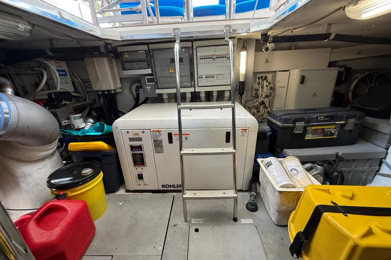 Slide: The Image of Engine room of a 2008 Azimut 62E yacht with Kohler generator and equipment. - 56