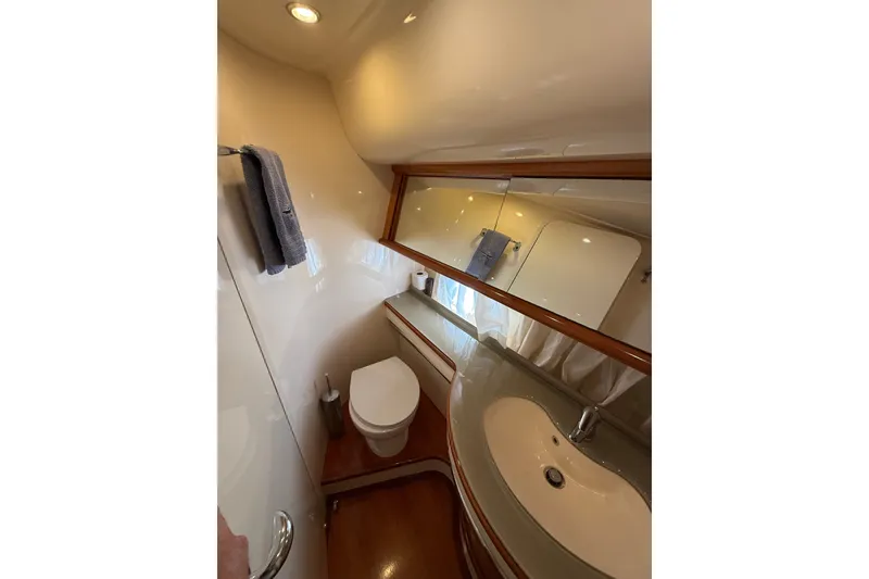 Slide: The Image of Luxurious bathroom interior of 2008 Azimut 62E yacht with modern fixtures and elegant design. - 50
