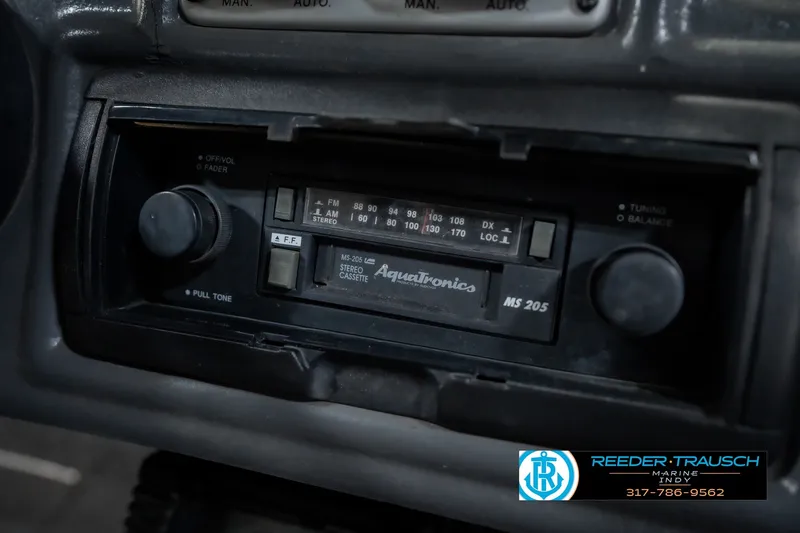 Slide: The Image of 1999 Lund Mr. Pike 17 dashboard with Aquatronics MS 205 stereo cassette player. - 36