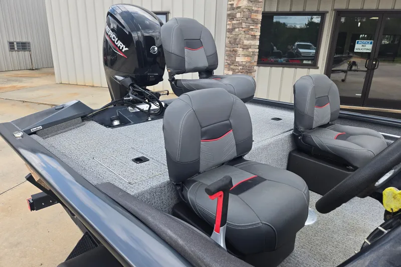 Slide: The Image of 2022 Tracker Pro Team 175 TF boat with Mercury engine and comfortable seating. - 17