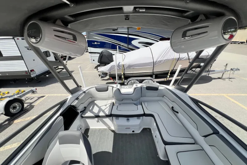Slide: The Image of 2022 Yamaha Boats AR190 interior with sleek seating and modern design. - 48