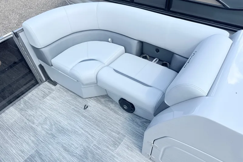 Slide: The Image of Luxurious seating on 2027 Bentley Pontoons Legacy 200 Navigator, featuring sleek, modern design. - 6