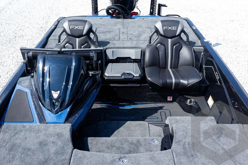 Slide: The Image of 2027 Skeeter FXE21 Apex boat interior with dual FXE seats and sleek design. - 17