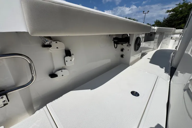Slide: The Image of Interior view of a 2027 Solace 32CS boat, showcasing sleek design and modern features. - 48