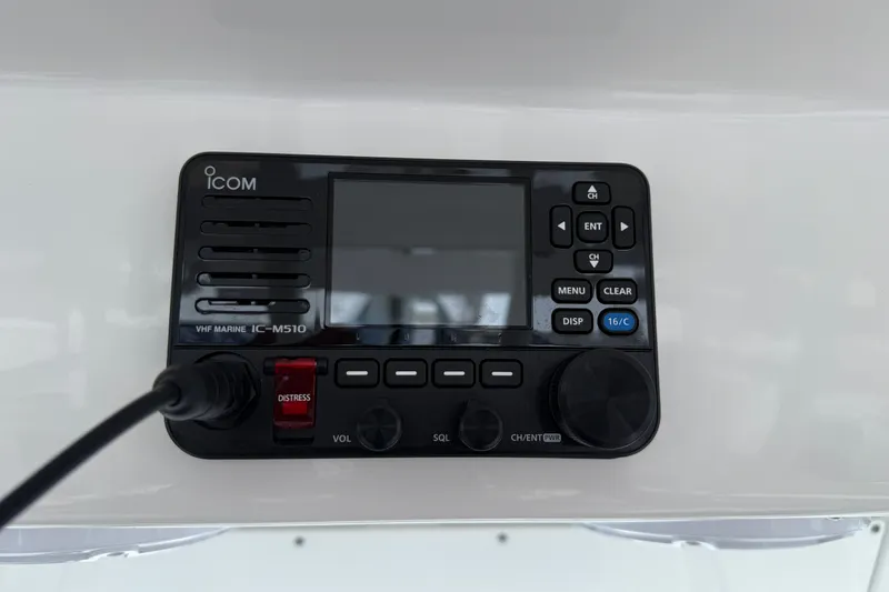 Slide: The Image of Icom VHF Marine IC-M510 radio on 2022 Everglades 365 Center Console boat. - 16