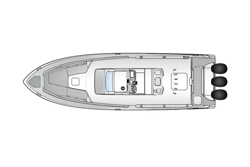 Slide: The Image of Manufacturer Provided Image: Top view of a 2022 Everglades 365 Center Console boat layout. - 40