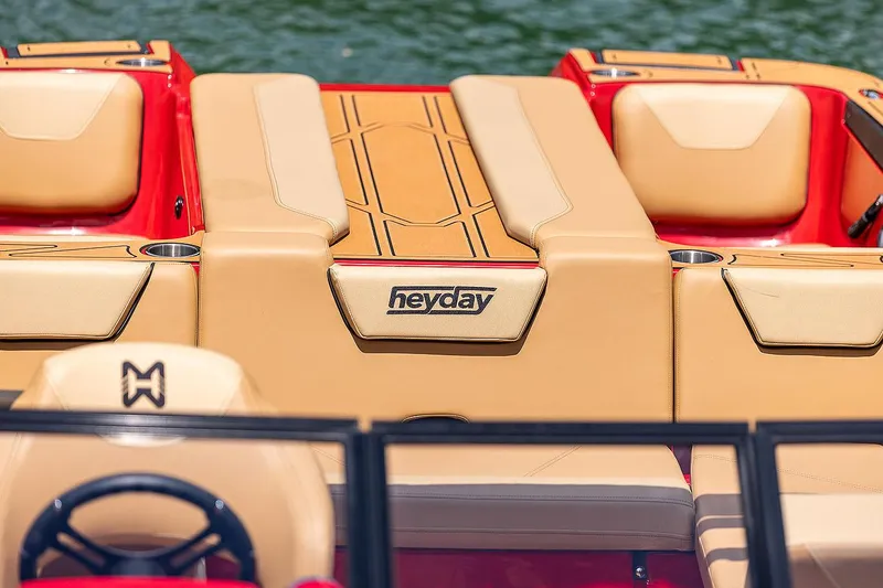 Slide: The Image of Manufacturer Provided Image: 2026 Heyday WTSurf boat with beige and red interior. - 17