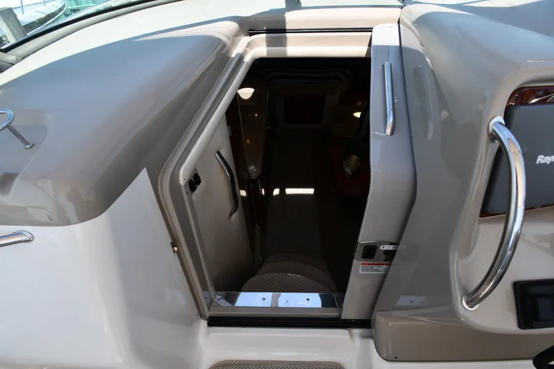 Slide: The Image of 2007 Sea Ray 340 Sundancer cabin entrance with sleek design and modern features. - 26