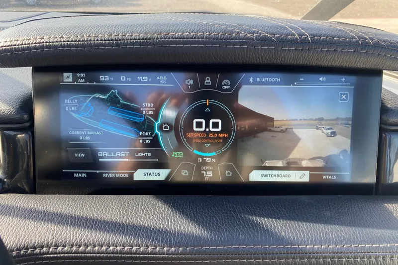 Slide: The Image of 2018 Nautique Super Air Nautique G21 dashboard display with ballast and speed settings. - 30