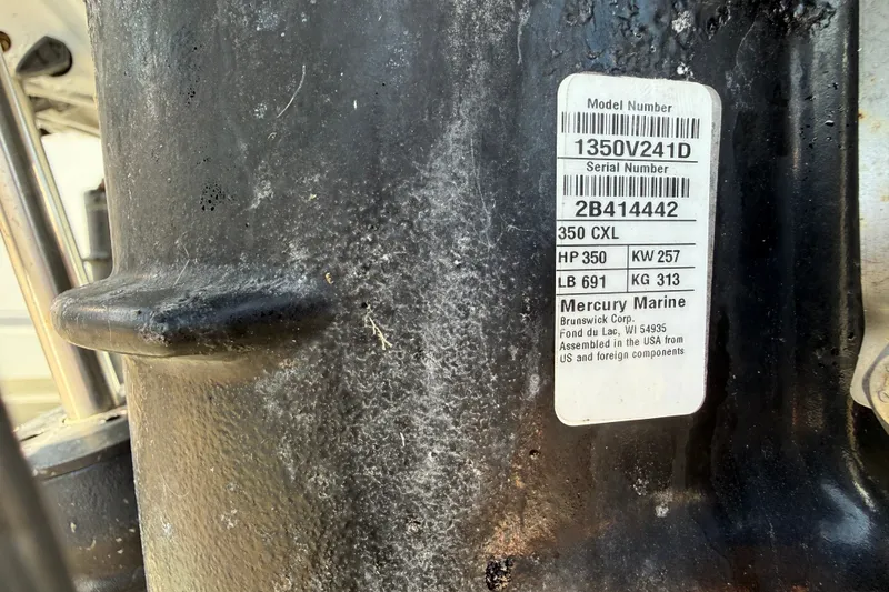 Slide: The Image of Close-up of Mercury Marine engine label on 2007 Outerbanks Express boat. - 37
