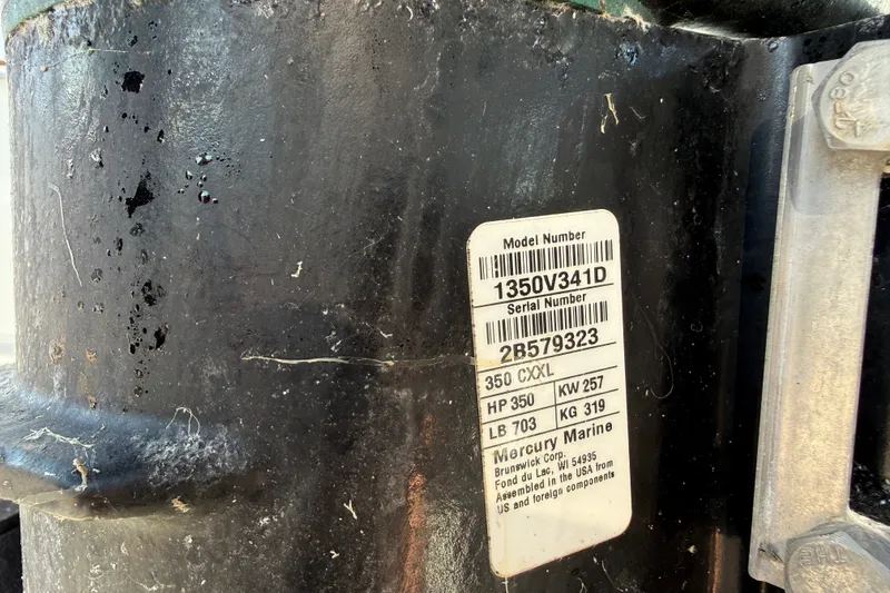 Slide: The Image of Sticker on a 2007 Outerbanks Express engine showing model and serial numbers. - 36