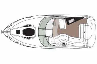 Slide: The Image of Layout of the 2012 Rinker 310 Express Cruiser with seating area and helm. - 43