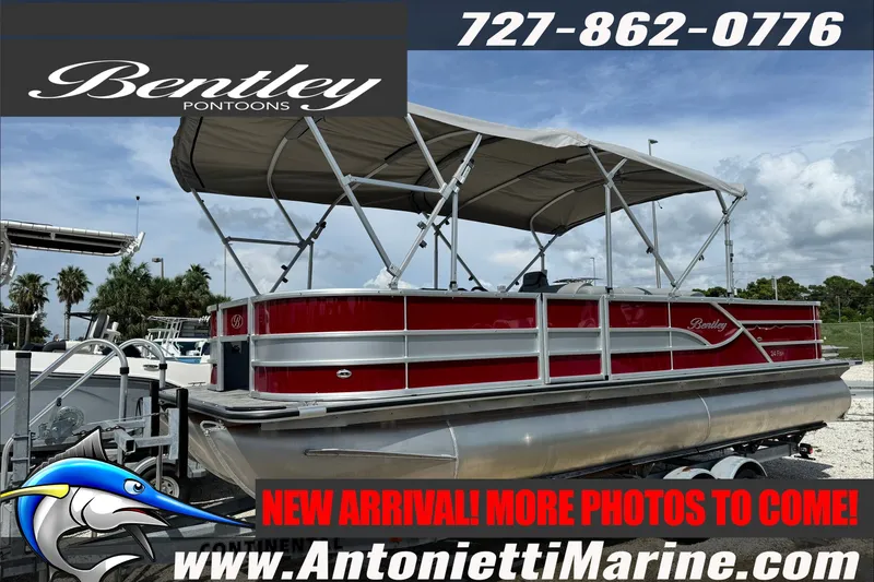 The Image of 2027 Bentley Pontoons Fish 243 4-Point in vibrant red, showcased at Antonietti Marine. - 0