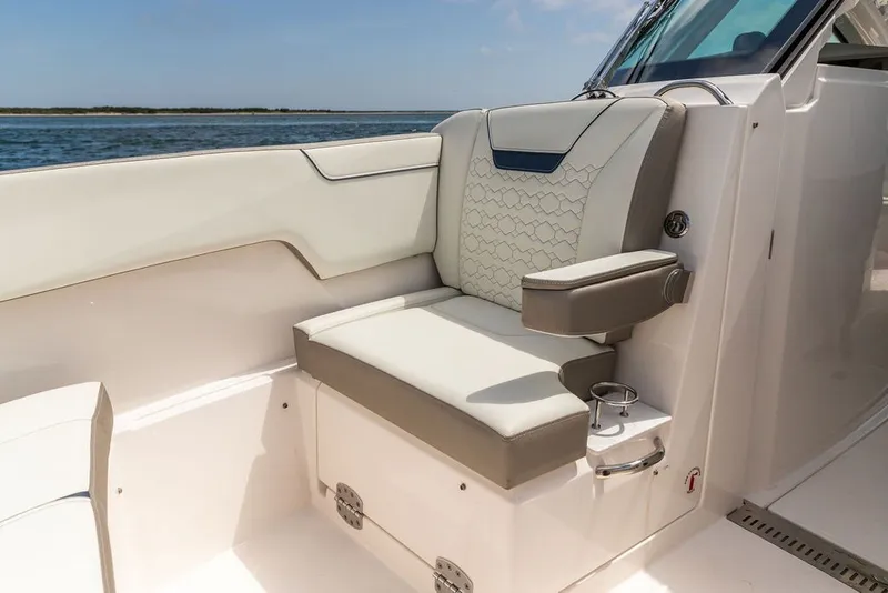 Slide: The Image of Luxury seating on 2024 Tiara Yachts 34 LX, featuring elegant design and comfort. - 31