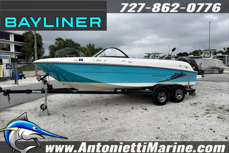 The Image of 2021 Bayliner Element E21 boat on trailer at Antonietti Marine dealership. - 0
