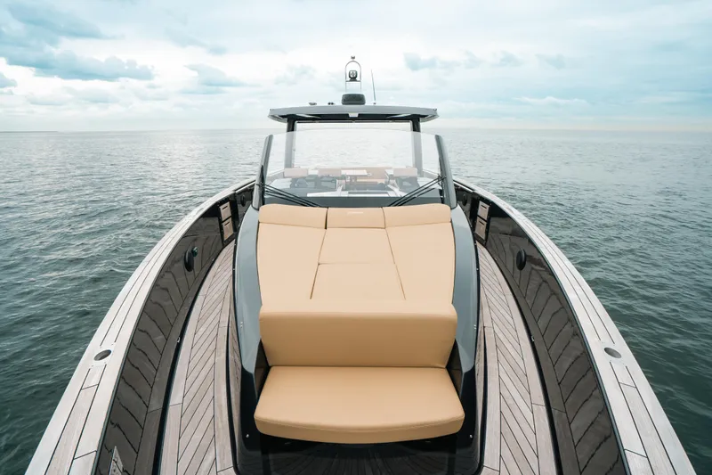 Slide: The Image of 2022 Fjord 52 Open yacht with sleek design on calm ocean waters. - 10