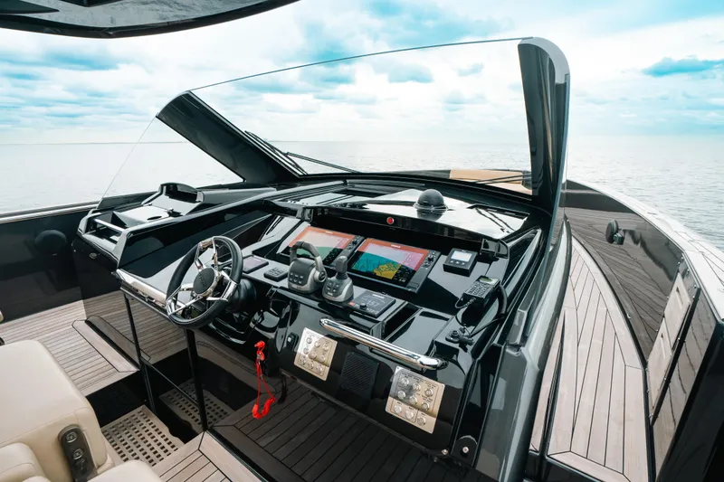 Slide: The Image of 2022 Fjord 52 Open yacht cockpit with modern navigation equipment and ocean view. - 21