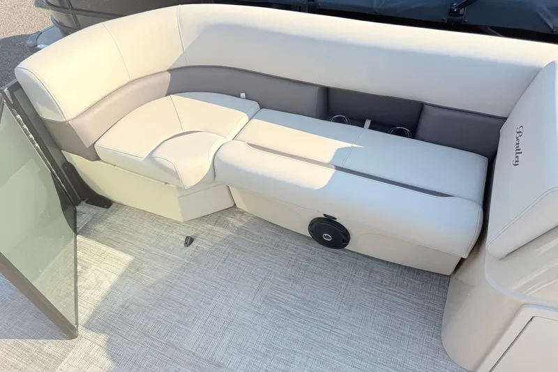 Slide: The Image of Luxurious seating on 2027 Bentley Pontoons LE 180CR with elegant upholstery and modern design. - 14