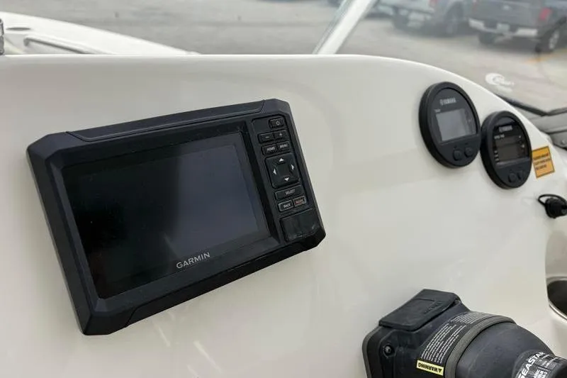 Slide: The Image of 2024 Key West 239 DFS dashboard with Garmin and Yamaha displays. - 19