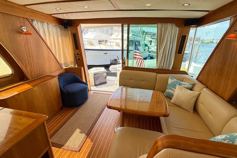 Slide: The Image of Luxurious interior of 2007 Sabre 52 Salon Express yacht with elegant wood finishes. - 45