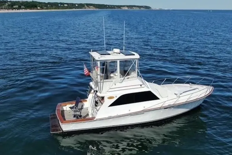 The Image of 1981 Ocean Yachts 42 Super Sport cruising on open water, clear sky in background. - 0
