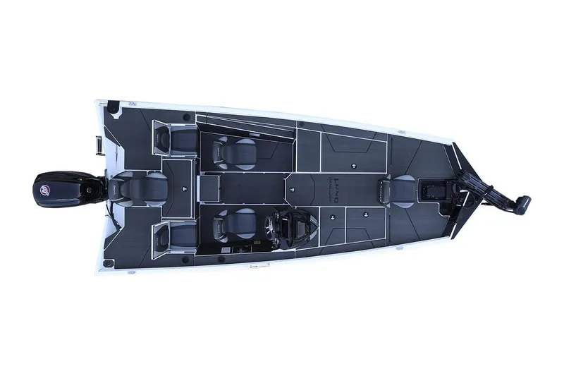 Slide: The Image of Manufacturer Provided Image: Top view of 2025 Lund 1875 Renegade fishing boat with seating and motor. - 21