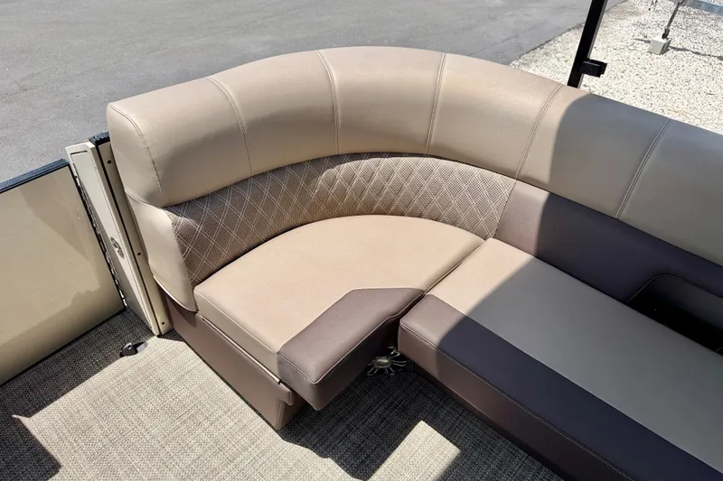 Slide: The Image of Luxurious seating in a 2027 Vanderbilt 700T boat, featuring elegant beige upholstery. - 14